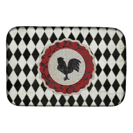 Carolines Treasures Carolines Treasures SB3086DDM Rooster Harlequin Black & White Dish Drying Mat SB3086DDM